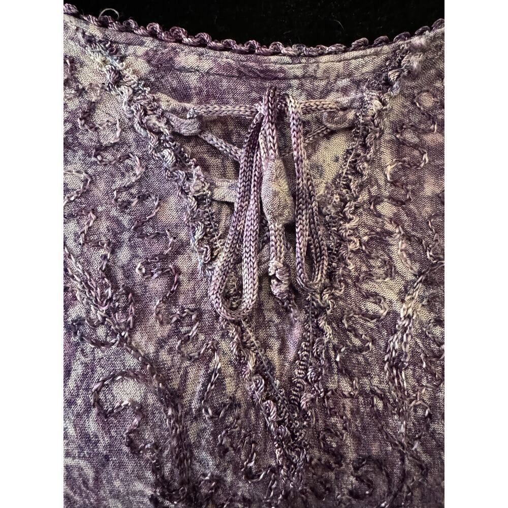 Advance Apparels Purple Boho Crinkle Tunic Top Free Size Est S-M Y2K - Picture 4 of 11